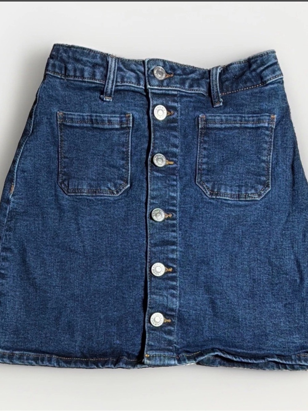 H&M Dark Blue Denim Skirt with Contrast Stitching